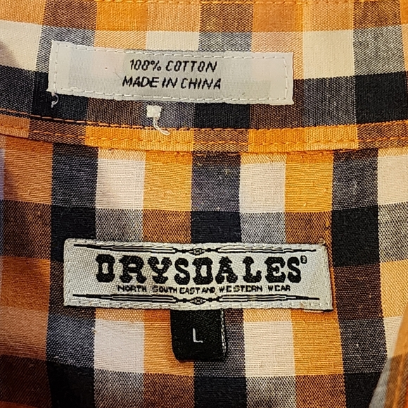 Drysdales Western Button-Down Shirt Men’s L Orange 100% Cotton Cowboy Ranch - Picture 5 of 6
